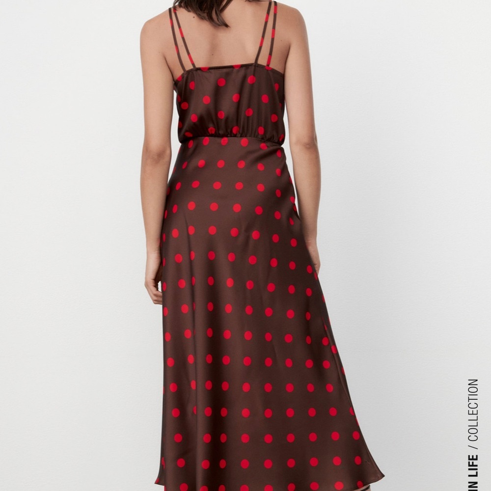 Zara Polka Dot Dress Black Red - Picture 4 of 13